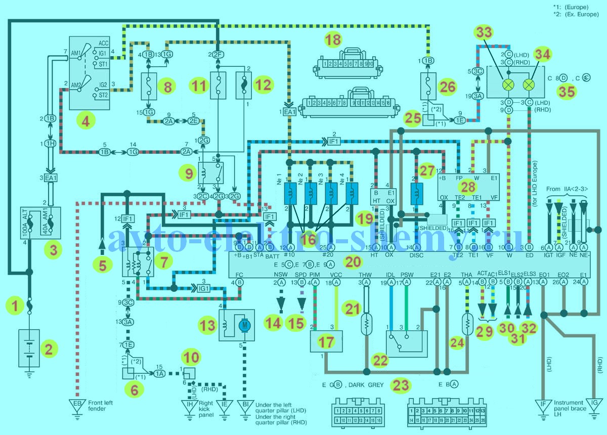 Схема системы управления двигателем 4Е Toyota Corolla