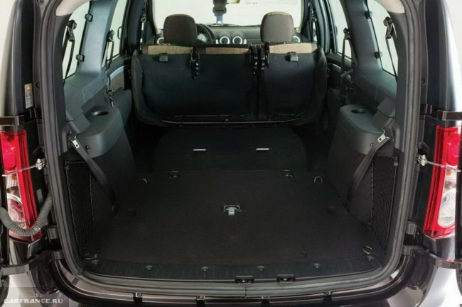Багажник 5-местного универсала Лада Ларгус 2018 модельного года при разложенных сиденьях второго рядя