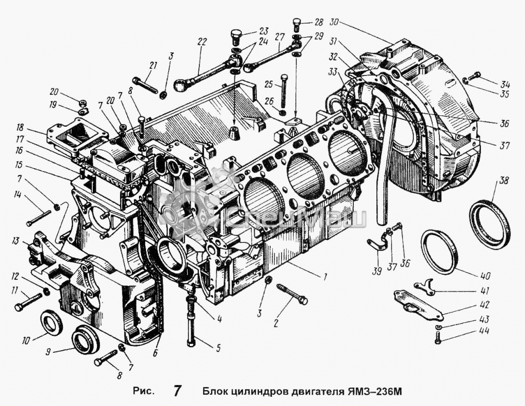 Блок цилиндров двигателя ЯМЗ-236М.gif