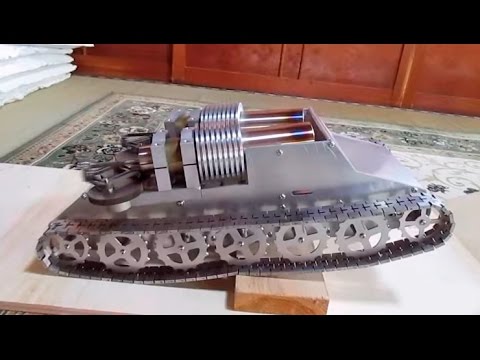 Stirling engine with a tank