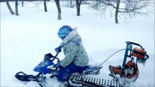самодельный детский снегоход с мотором от бензопилы 2 Верхняя Хава