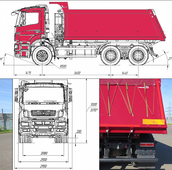 Габариты самосвала KAMAZ-6520-21010-43 Люкс