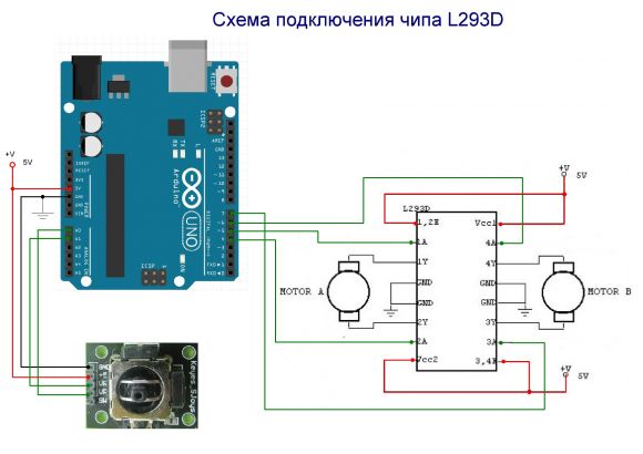 Схема подключения чипа L293D