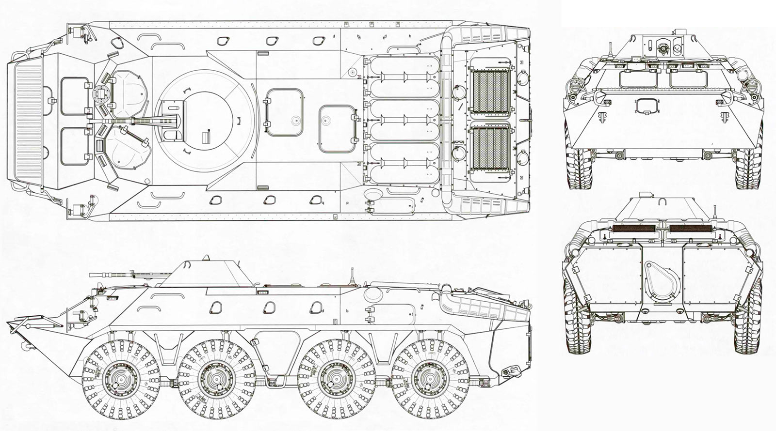 Чертеж бронетранспортера БТР-70