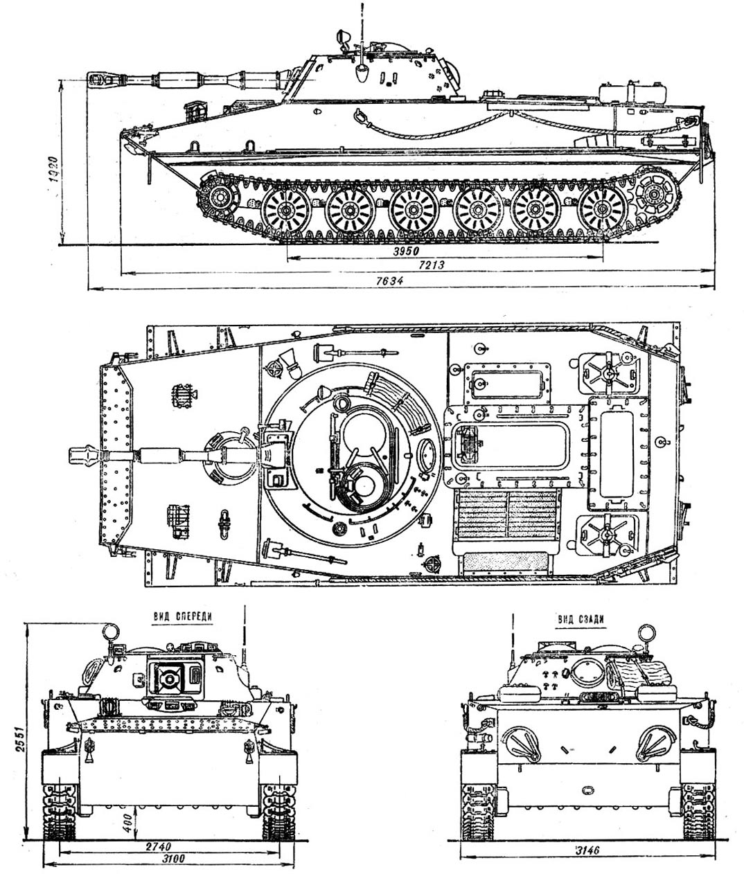 чертеж плавающего танка ПТ-76