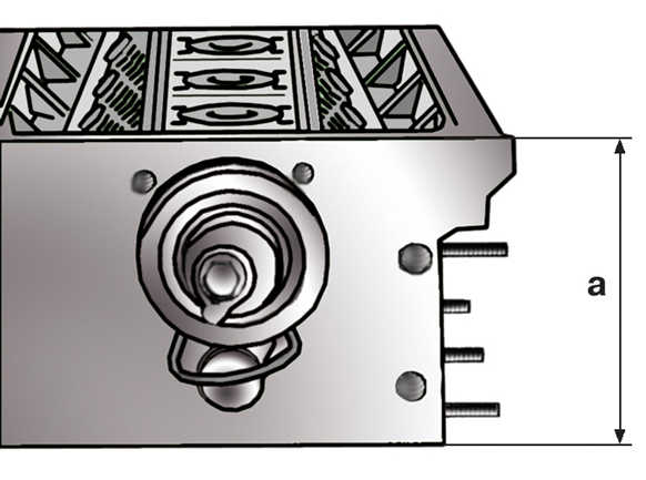 Схема измерения высоты головки блока цилиндров двигателя объемом 1,4 л Skoda Fabia I