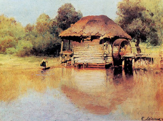Рис. 3.5. Водяная мельница в Украине (с картины 1900 г.)