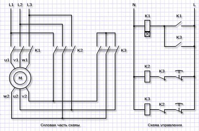 Схема переключения звезда треугольник асинхронного двигателя