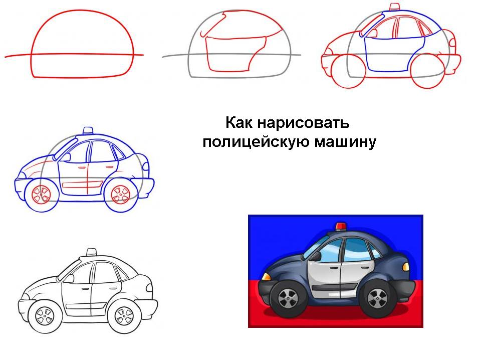 Как нарисовать полицейскую машину