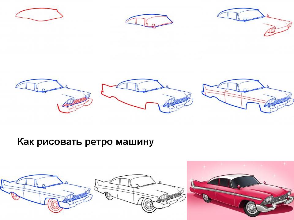 Как рисовать ретро машину