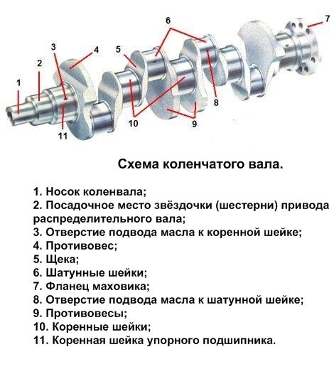 Схема устройства коленвала