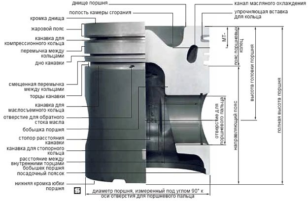 Схема устройства поршня