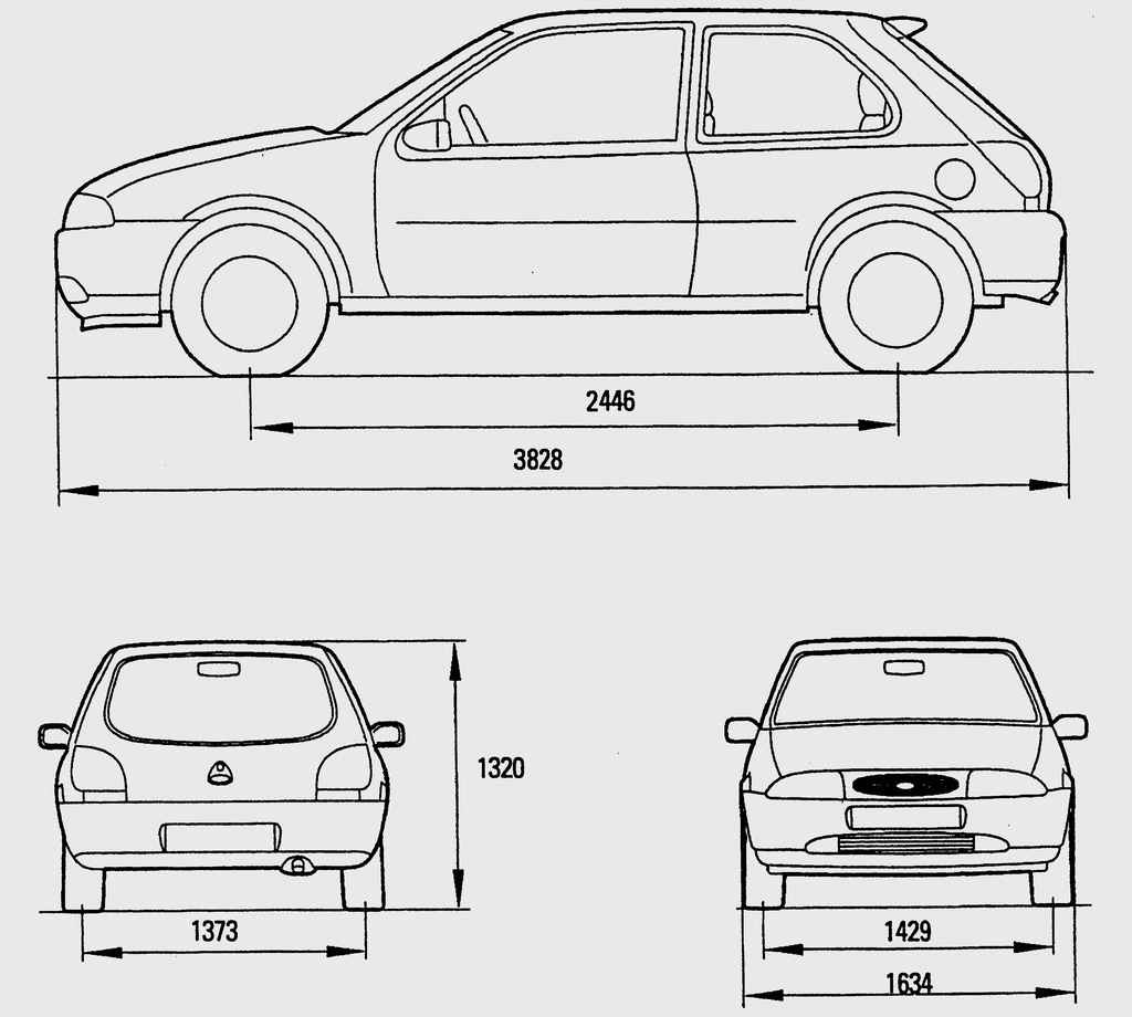 Габаритные размеры автомобиля Ford Fiesta