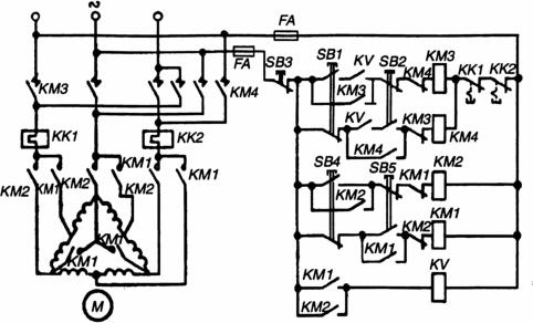 Схема управления двух скоростным двигателем