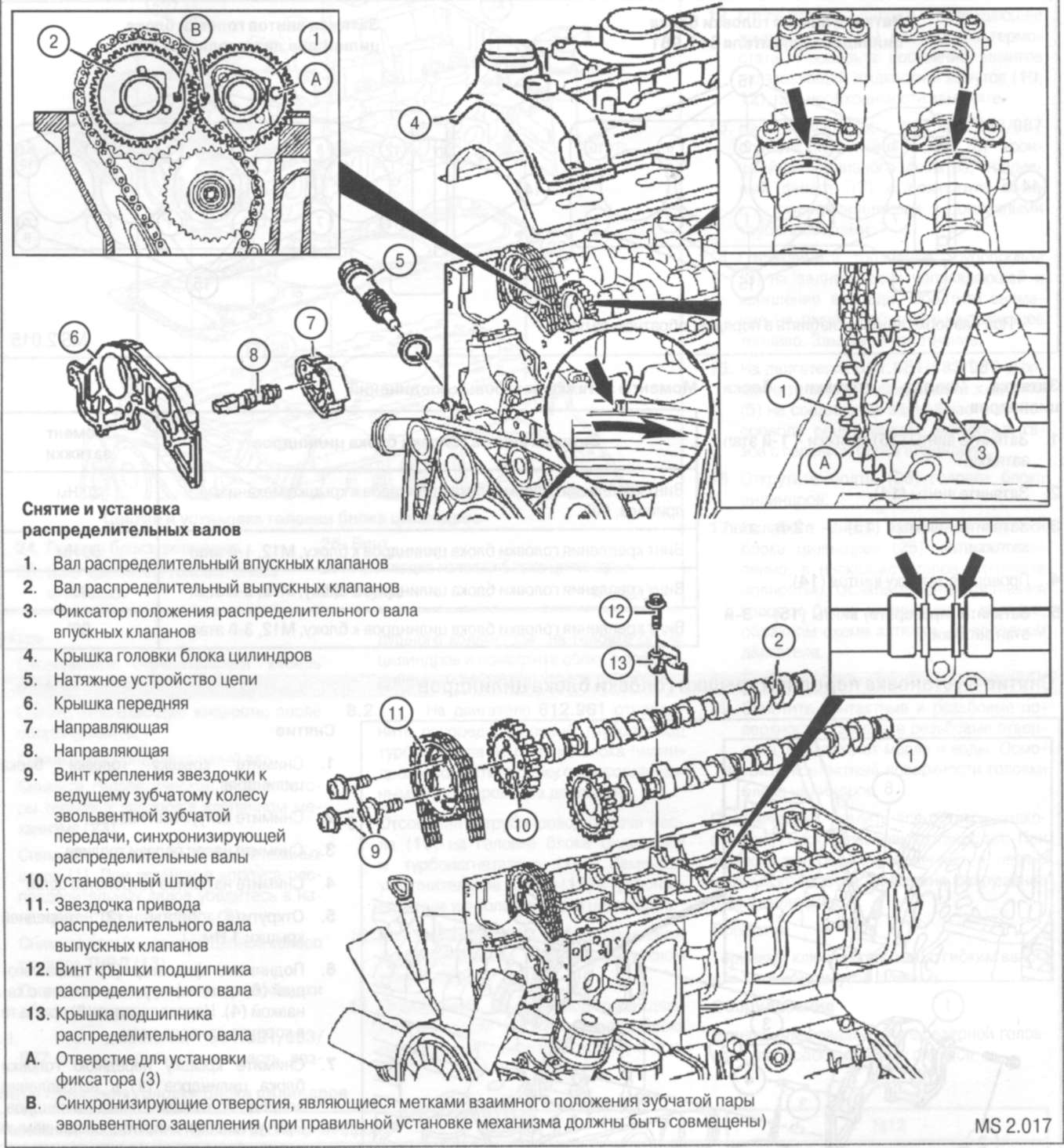 3.3.3 Снятие и установка распределительных валов