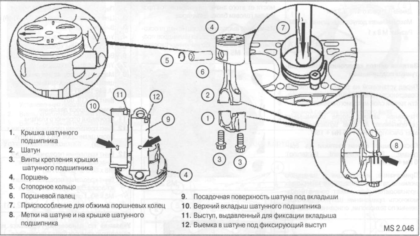 3.3.10 Соединение поршней с шатунами и установка в блок цилиндров