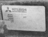 1.0 Идентификационные номера автомобиля Mitsubishi Galant