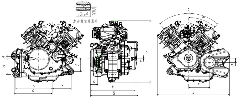 1000CC V-twin EFI двигателя мотоцикла