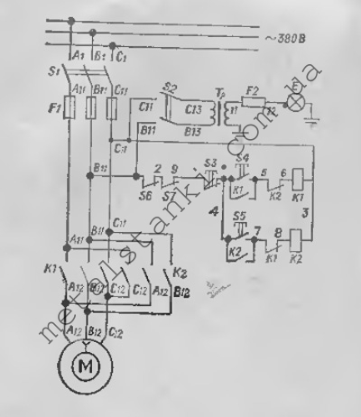 Электрическая схема токарного станка модели ТВ 6
