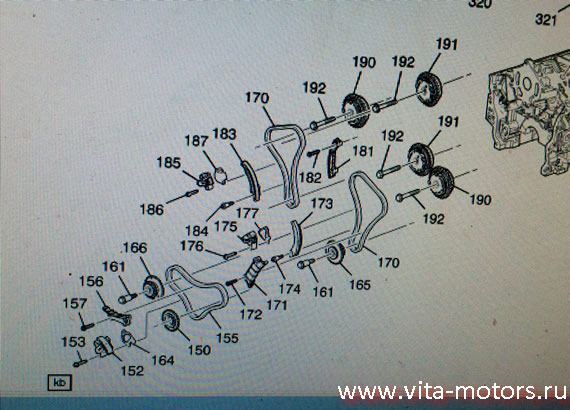 Схема устройства ГРМ на двигателе cadillac 3.6l