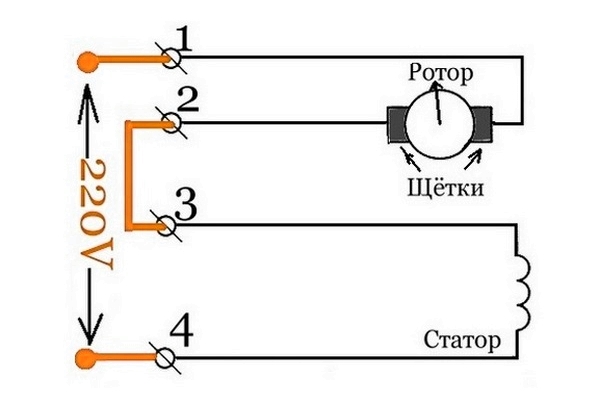 схема подключения коллекторного двигателя стиральной машины