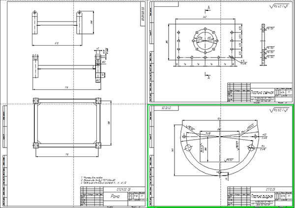 Сборочный чертеж рамы и детали