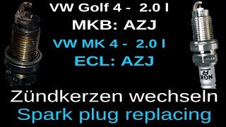 Golf 4 IV Jetta Mk4 Passat Bora Skoda Audi 2.0 AZJ Motor Zündkerzen wechseln Spark Plug replacement