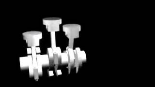 Рядный трехцилиндровый двигатель в плоской анимации