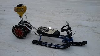 Снегокат с мотором от триммера/Snowmobile with the motor