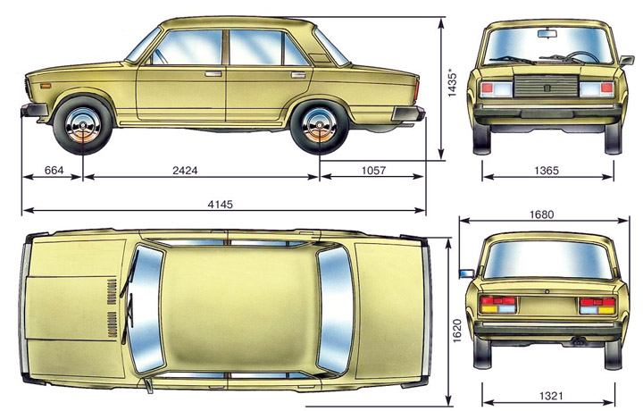 Размеры ВАЗ 2107 семерка