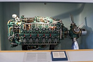 H engine - Napier Sabre H-24 engine. The two starboard 6-cylinder banks can be seen in this view